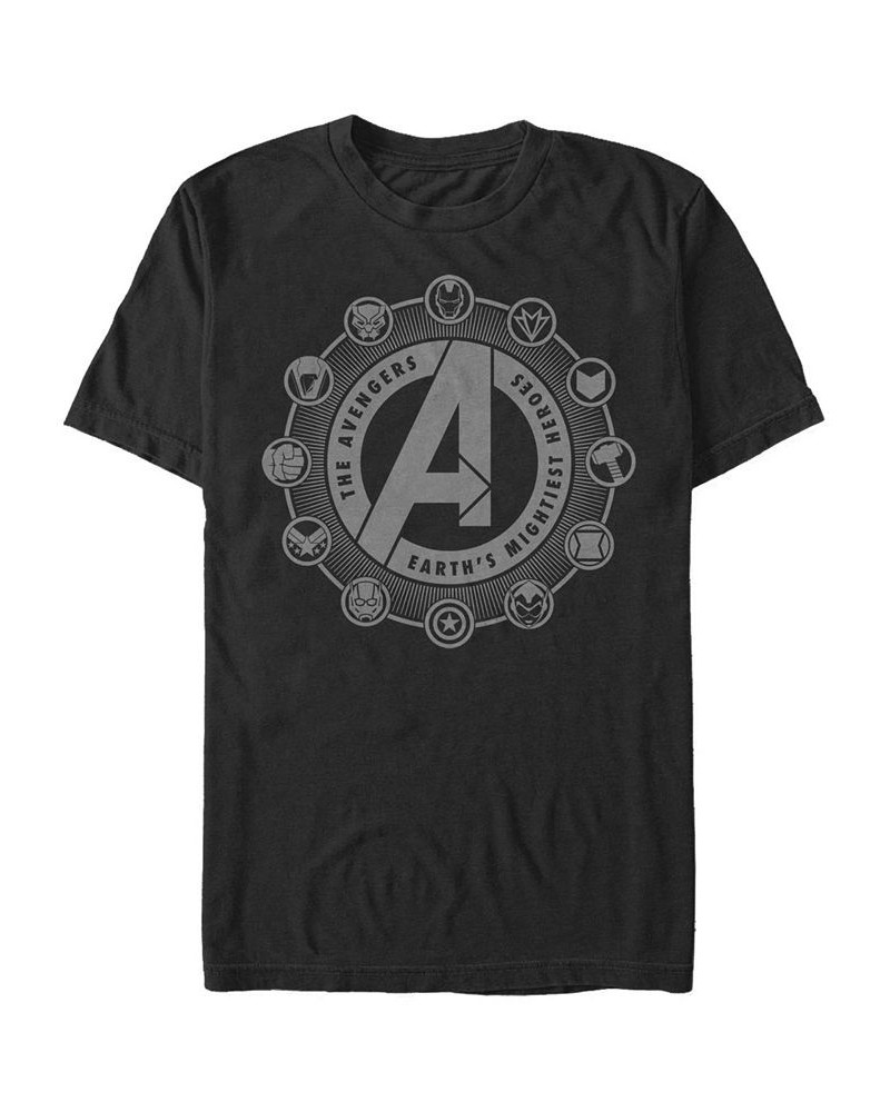 Men's Avenger Emblems Short Sleeve Crew T-shirt Black $19.59 T-Shirts