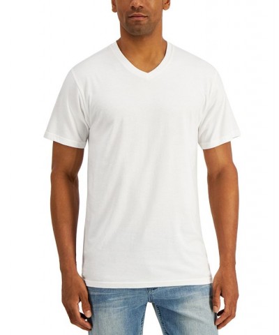 Men's Solid V-Neck T-Shirt White $7.50 T-Shirts