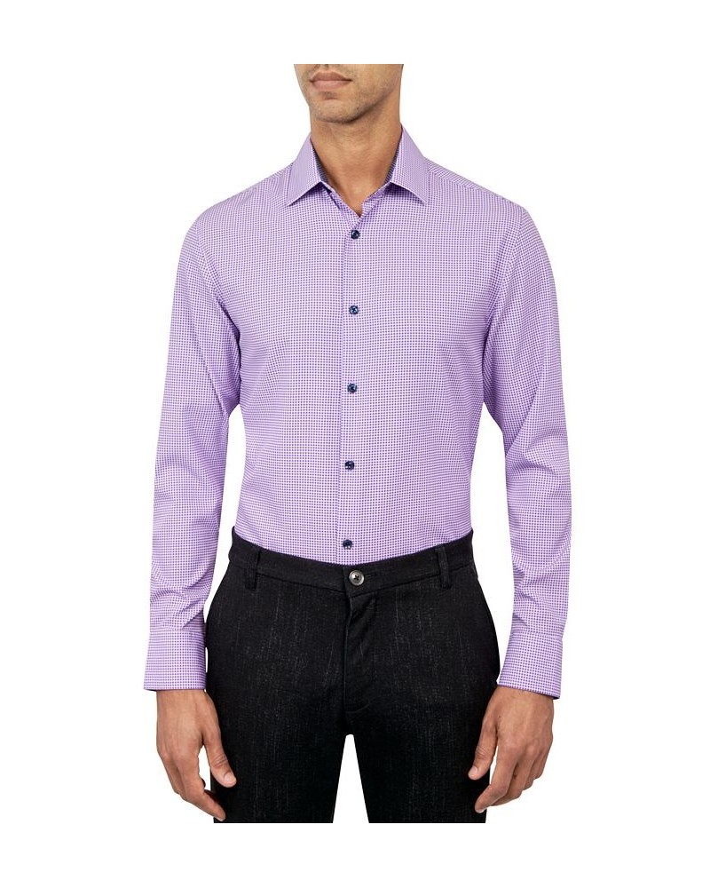 Men's Slim-Fit Check Pattern Performance Dress Shirt PD04 $20.14 Dress Shirts