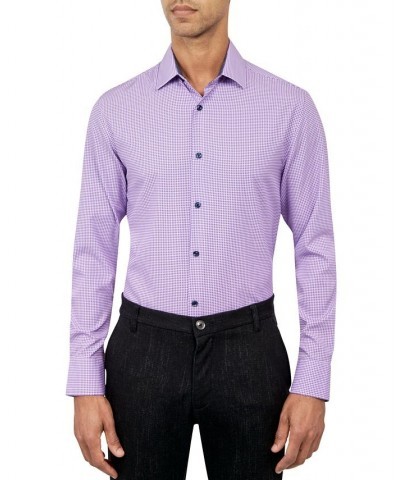 Men's Slim-Fit Check Pattern Performance Dress Shirt PD04 $20.14 Dress Shirts