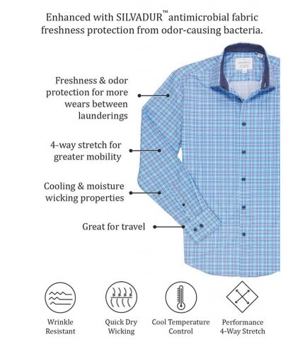 Men's Slim-Fit Check Pattern Performance Dress Shirt PD04 $20.14 Dress Shirts