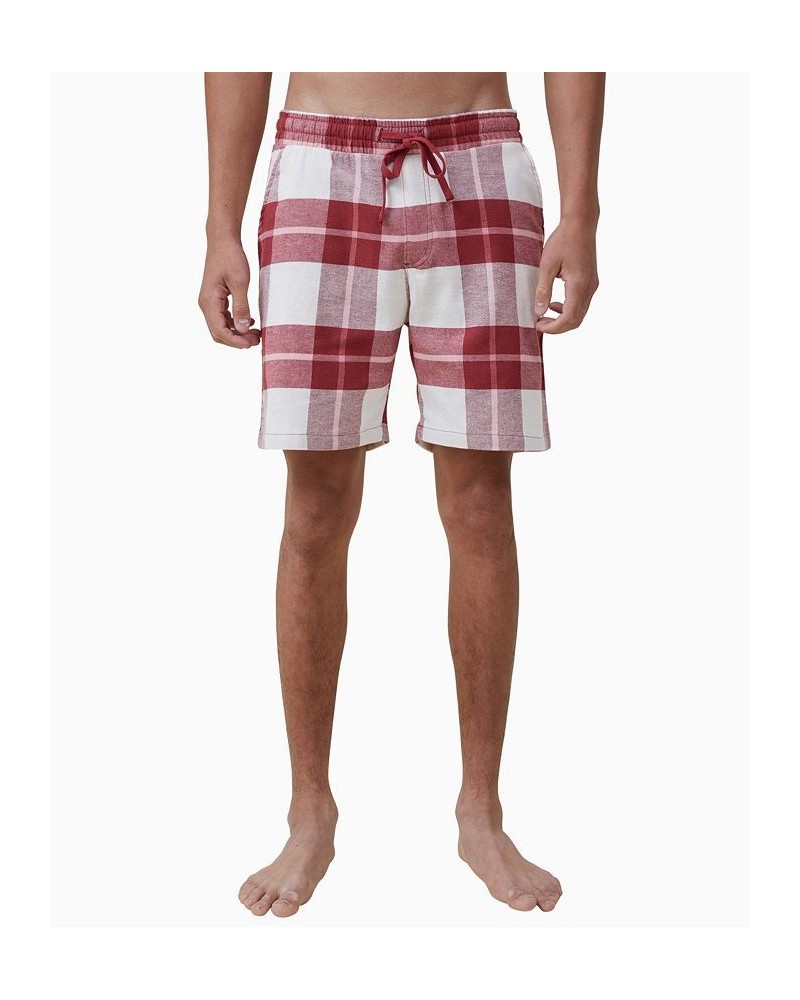 Men's Lounge Drawstring Pajama Shorts Red, Vintage White Check $24.74 Pajama