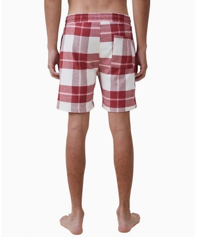 Men's Lounge Drawstring Pajama Shorts Red, Vintage White Check $24.74 Pajama