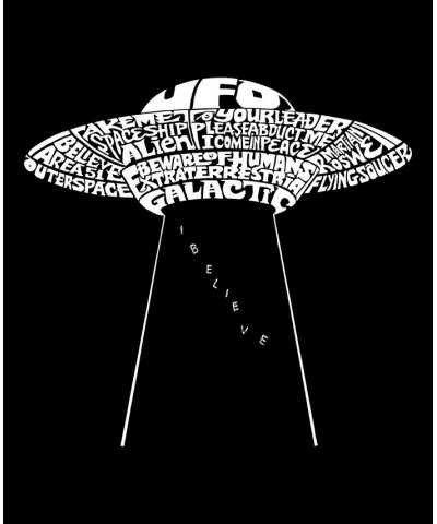 Men's Flying Saucer UFO Word Art Hooded Sweatshirt Gray $31.19 Sweatshirt