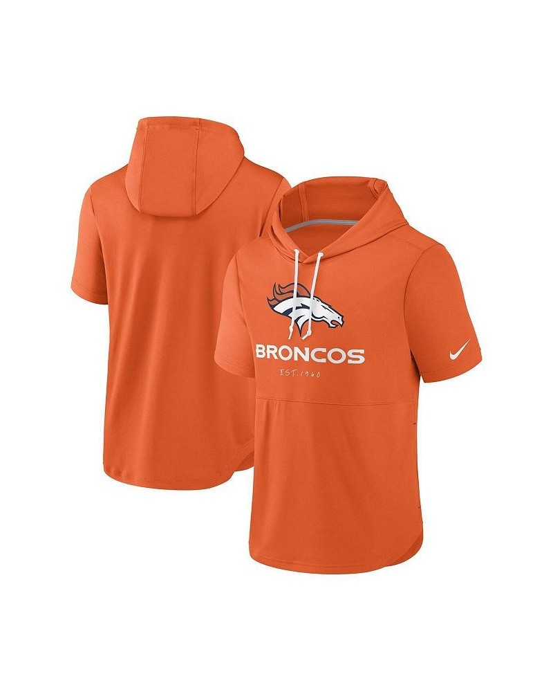 Men's Orange Denver Broncos Short Sleeve Pullover Hoodie $34.30 Sweatshirt