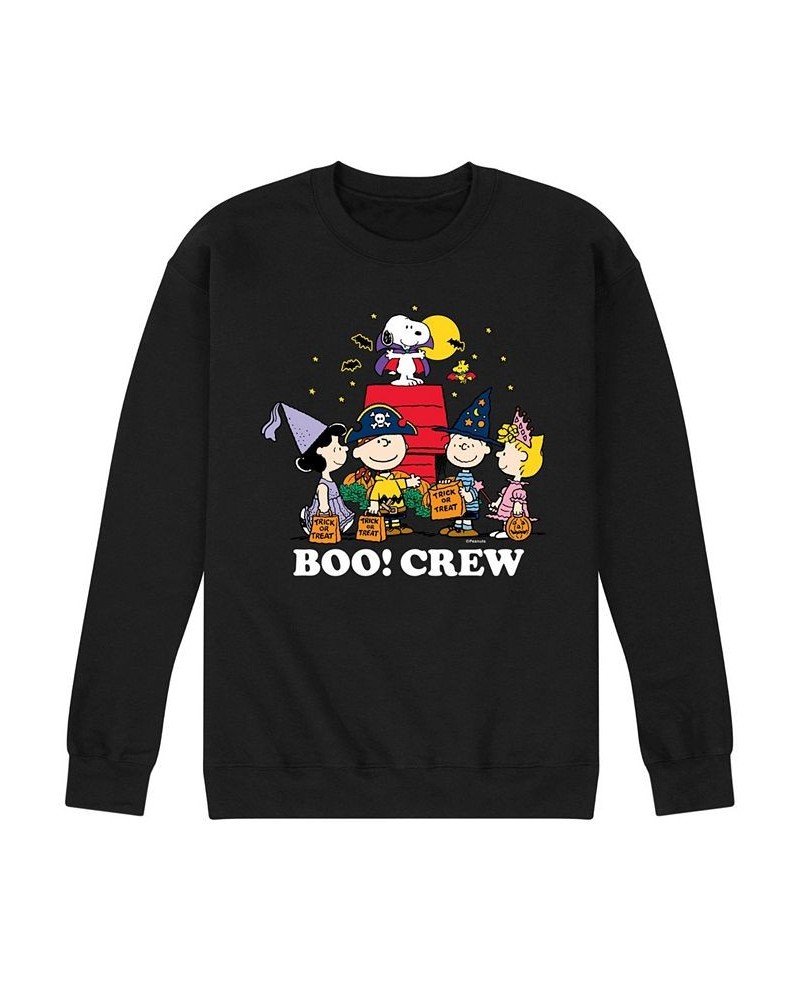 Men's Peanuts Boo Crew Fleece T-shirt Black $24.20 T-Shirts