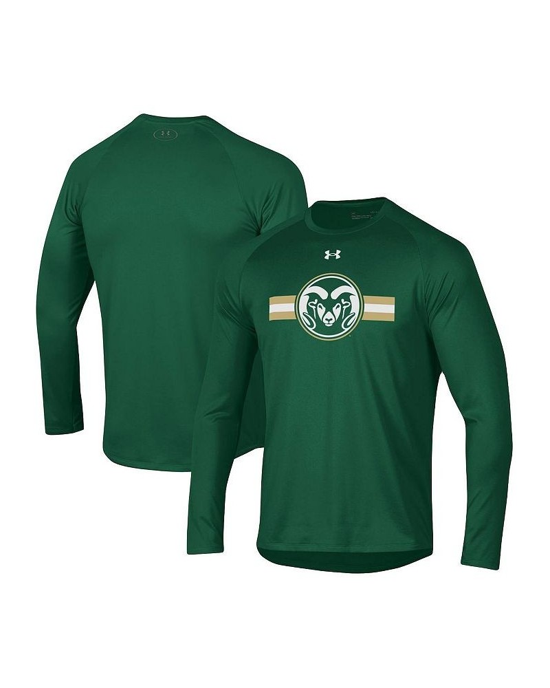 Men's Green Colorado State Rams Logo Stripe Performance Raglan Long Sleeve T-shirt $30.79 T-Shirts