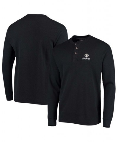 Men's Black New Orleans Saints Maverick Thermal Henley Long Sleeve T-shirt $28.55 T-Shirts