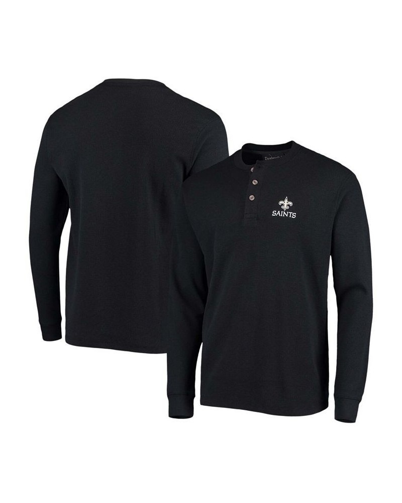 Men's Black New Orleans Saints Maverick Thermal Henley Long Sleeve T-shirt $28.55 T-Shirts