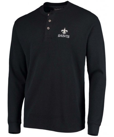 Men's Black New Orleans Saints Maverick Thermal Henley Long Sleeve T-shirt $28.55 T-Shirts