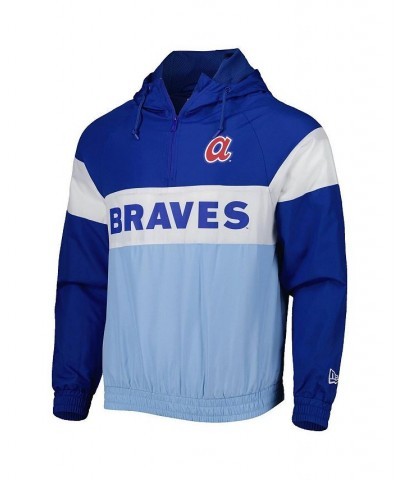 Men's Blue Atlanta Braves Raglan Quarter-Zip Hoodie $46.80 Sweatshirt