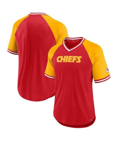 Men's Branded Red Kansas City Chiefs Second Wind Raglan V-Neck T-shirt $35.39 T-Shirts