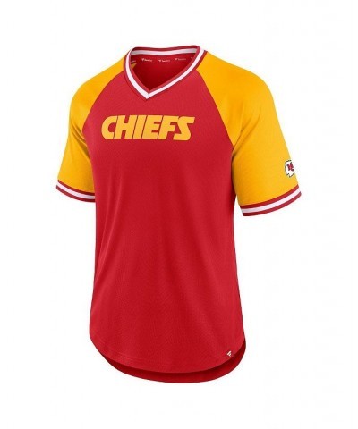 Men's Branded Red Kansas City Chiefs Second Wind Raglan V-Neck T-shirt $35.39 T-Shirts