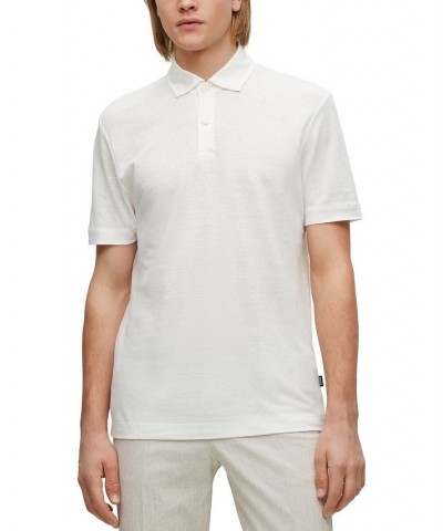 BOSS Men's Regular-Fit Two-Tone Linen Polo Shirt White $61.62 Polo Shirts