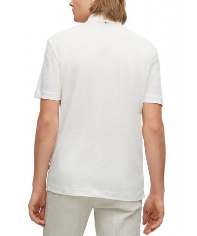 BOSS Men's Regular-Fit Two-Tone Linen Polo Shirt White $61.62 Polo Shirts