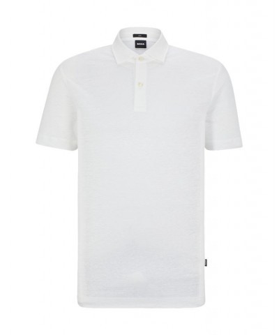 BOSS Men's Regular-Fit Two-Tone Linen Polo Shirt White $61.62 Polo Shirts