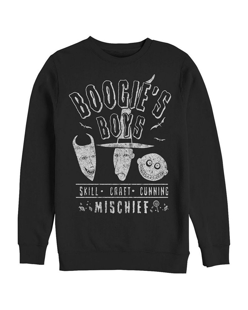 Men's Nightmare Before Christmas Boogies Boys Crew Fleece Pullover Black $26.38 Sweatshirt