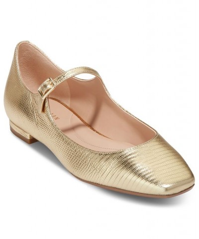 Women's Bridge Mary Jane Ballet Flats Gold $56.10 Shoes