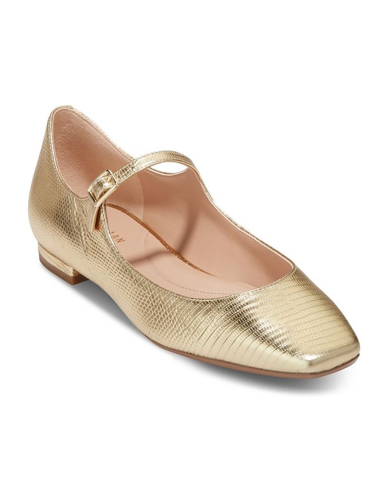 Women's Bridge Mary Jane Ballet Flats Gold $56.10 Shoes