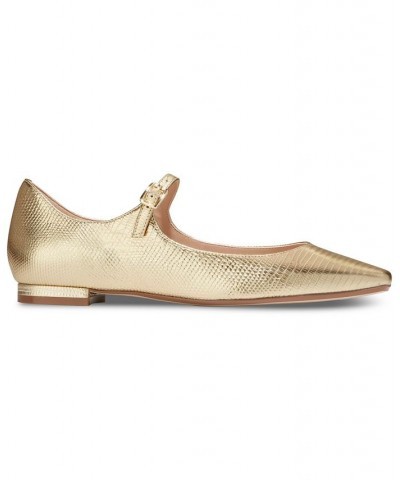 Women's Bridge Mary Jane Ballet Flats Gold $56.10 Shoes