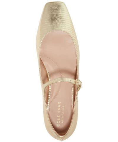 Women's Bridge Mary Jane Ballet Flats Gold $56.10 Shoes