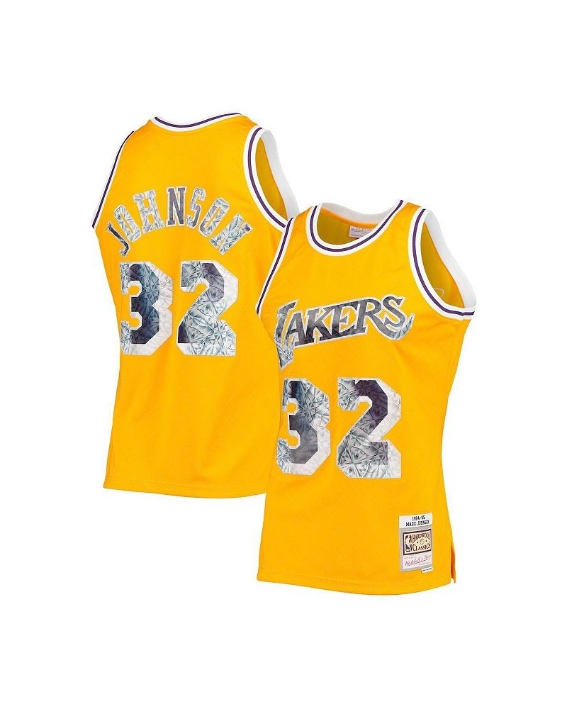 Men's Magic Johnson Gold-Tone Los Angeles Lakers 1984-85 Hardwood Classics 75th Anniversary Diamond Swingman Jersey $59.20 Je...