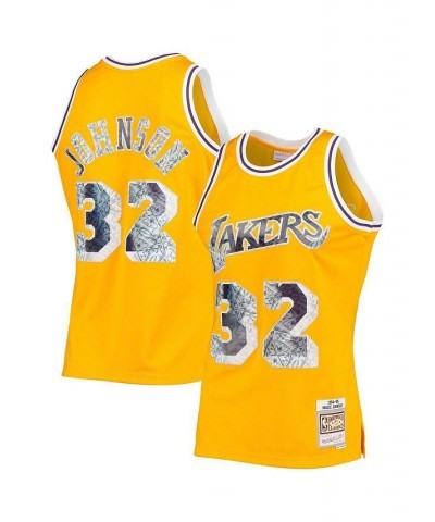 Men's Magic Johnson Gold-Tone Los Angeles Lakers 1984-85 Hardwood Classics 75th Anniversary Diamond Swingman Jersey $59.20 Je...