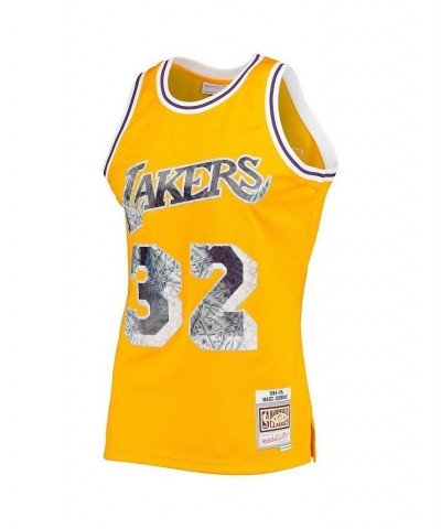 Men's Magic Johnson Gold-Tone Los Angeles Lakers 1984-85 Hardwood Classics 75th Anniversary Diamond Swingman Jersey $59.20 Je...