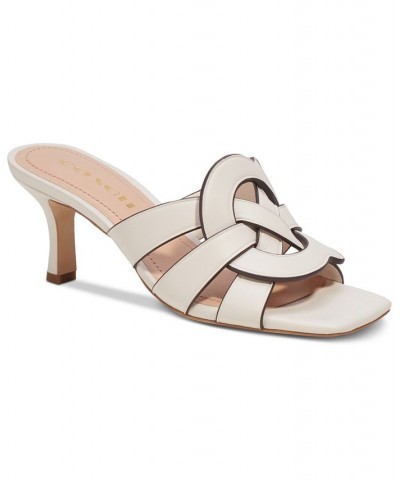 Tillie "C" Emblem Kitten-Heel Dress Sandals White $92.25 Shoes