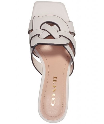 Tillie "C" Emblem Kitten-Heel Dress Sandals White $92.25 Shoes