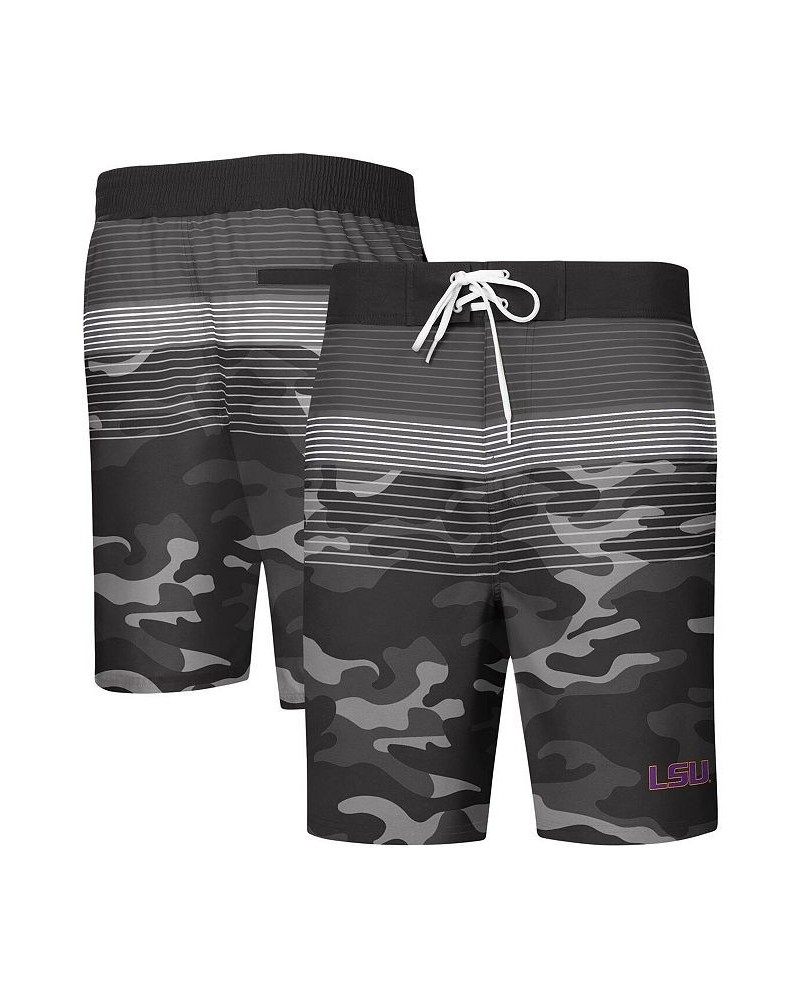 Men's Black LSU Tigers Wave Camo Swim Trunks $31.89 Swimsuits