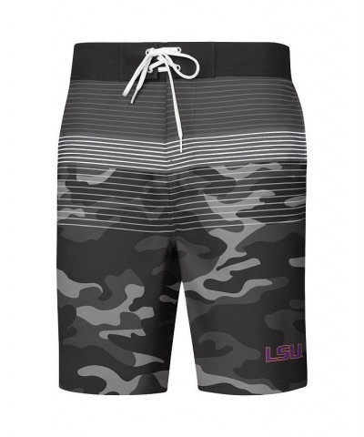 Men's Black LSU Tigers Wave Camo Swim Trunks $31.89 Swimsuits