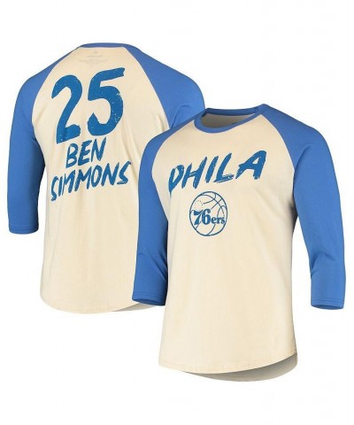 Men's Branded Ben Simmons Cream, Royal Philadelphia 76ers Raglan 3/4 Sleeve T-shirt $28.80 T-Shirts