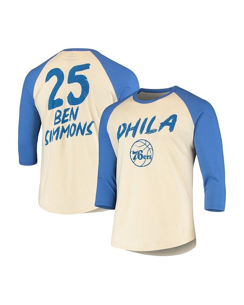 Men's Branded Ben Simmons Cream, Royal Philadelphia 76ers Raglan 3/4 Sleeve T-shirt $28.80 T-Shirts