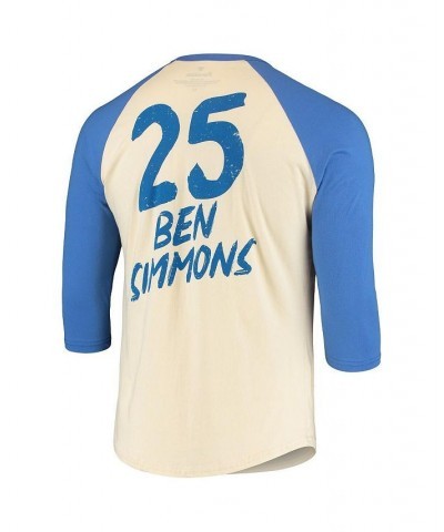 Men's Branded Ben Simmons Cream, Royal Philadelphia 76ers Raglan 3/4 Sleeve T-shirt $28.80 T-Shirts