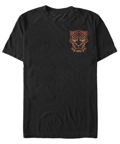 Marvel Men's Black Panther Left Pocket Geometric Black Panther Short Sleeve T-Shirt Black $14.70 T-Shirts