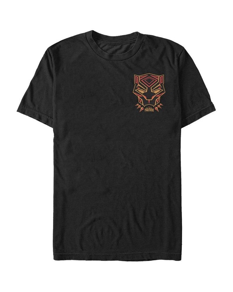 Marvel Men's Black Panther Left Pocket Geometric Black Panther Short Sleeve T-Shirt Black $14.70 T-Shirts