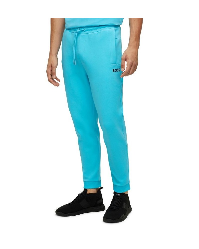 BOSS Men's Metallic Logo Cotton-Blend Tracksuit Bottoms Blue $53.76 Pants