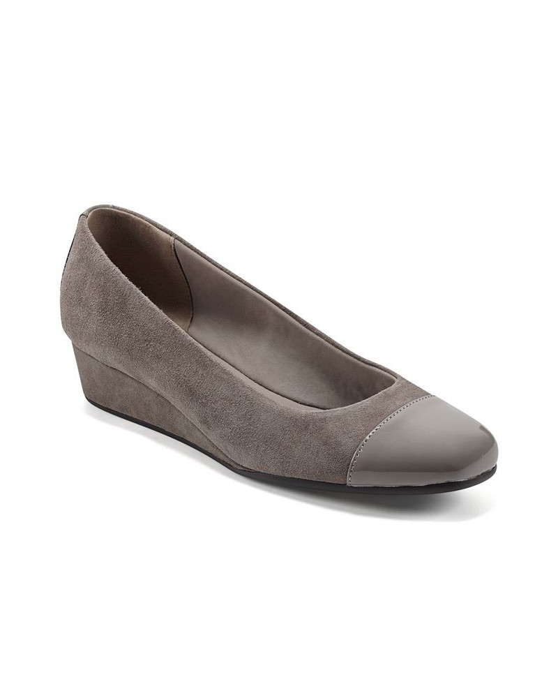 Women's Gracey Round Toe Slip-on Wedge Dress Pumps PD03 $51.48 Shoes