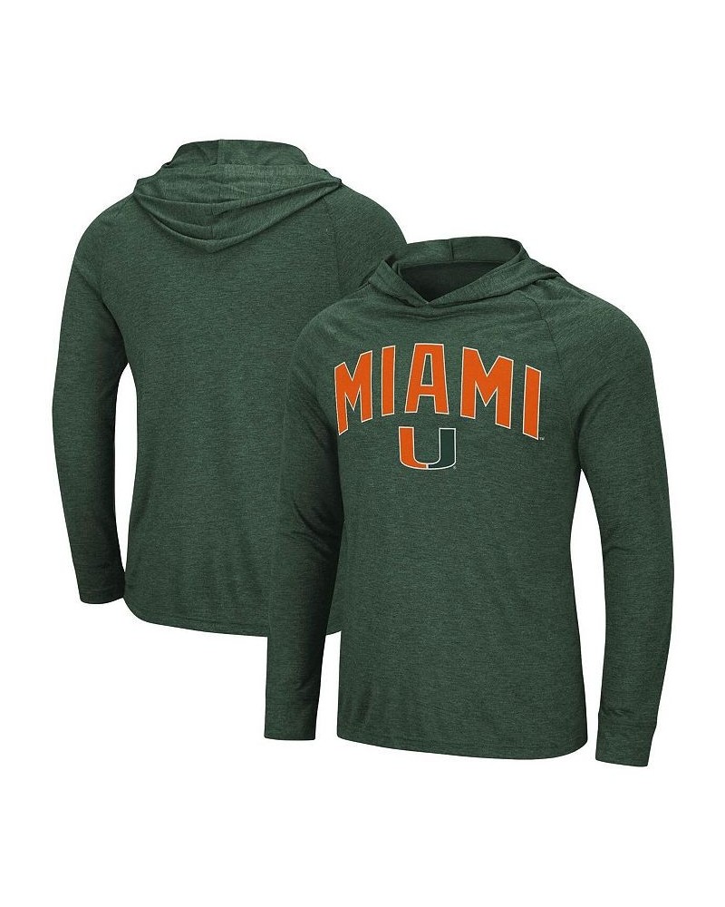 Men's Heathered Green Miami Hurricanes Big and Tall Wingman Raglan Hoodie T-shirt $27.30 T-Shirts