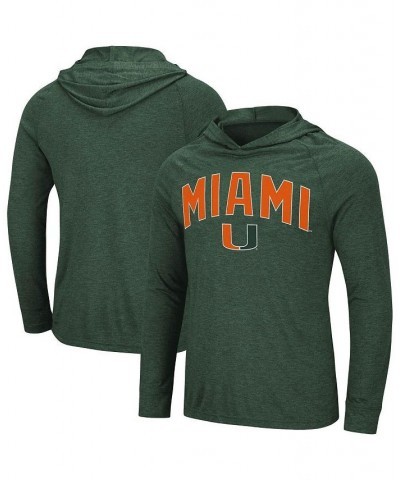 Men's Heathered Green Miami Hurricanes Big and Tall Wingman Raglan Hoodie T-shirt $27.30 T-Shirts