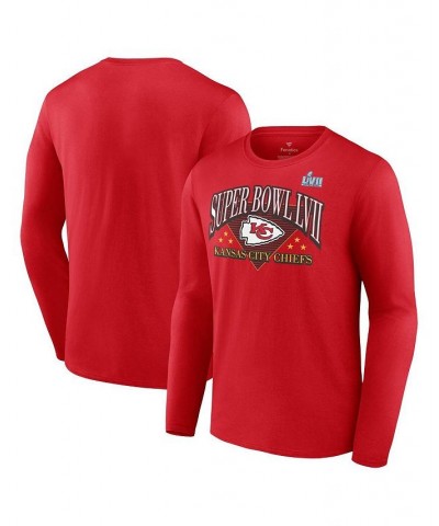 Men's Branded Red Kansas City Chiefs Super Bowl LVII Triangle Strategy Long Sleeve T-shirt $24.50 T-Shirts