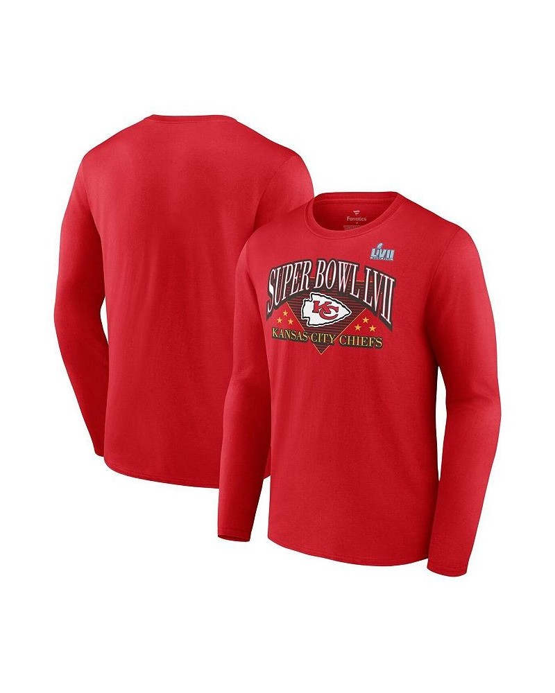 Men's Branded Red Kansas City Chiefs Super Bowl LVII Triangle Strategy Long Sleeve T-shirt $24.50 T-Shirts