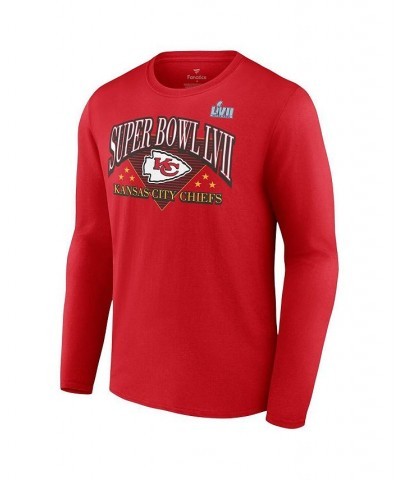 Men's Branded Red Kansas City Chiefs Super Bowl LVII Triangle Strategy Long Sleeve T-shirt $24.50 T-Shirts