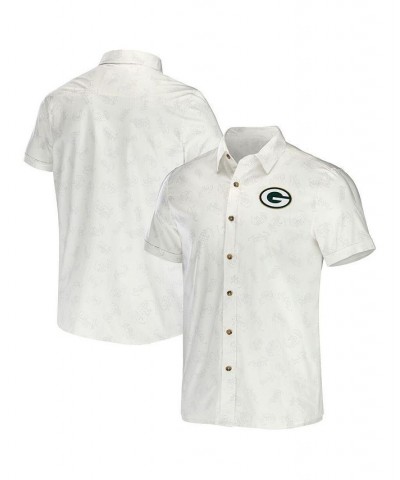 Men's NFL x Darius Rucker Collection by White Green Bay Packers Woven Button-Up T-shirt $27.95 Shirts