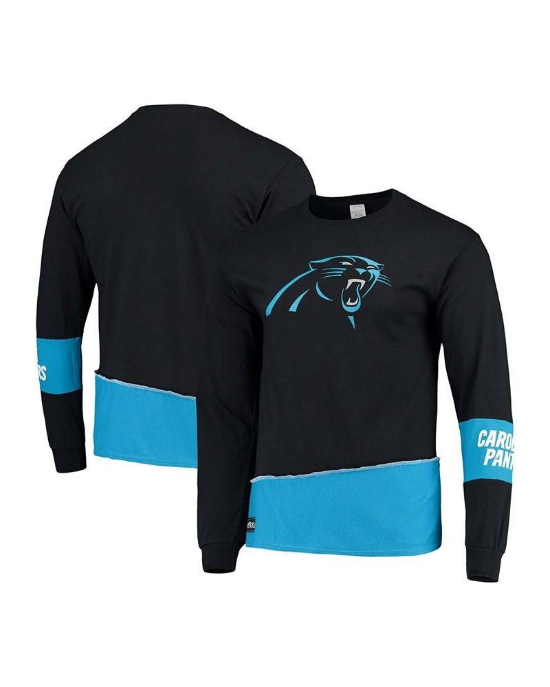 Men's Black, Blue Carolina Panthers Upcycled Angle Long Sleeve T-shirt $33.14 T-Shirts