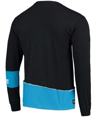 Men's Black, Blue Carolina Panthers Upcycled Angle Long Sleeve T-shirt $33.14 T-Shirts