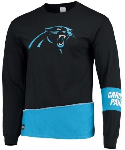 Men's Black, Blue Carolina Panthers Upcycled Angle Long Sleeve T-shirt $33.14 T-Shirts