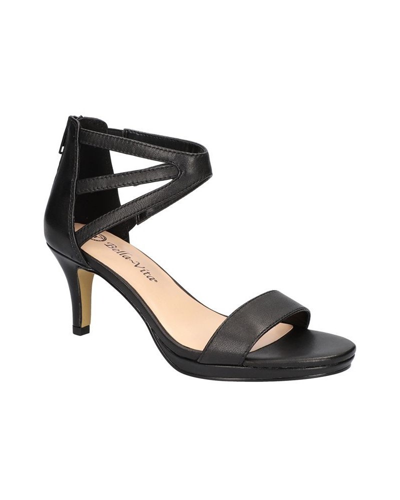 Women's Everly Heeled Sandals Black Leather $41.60 Shoes