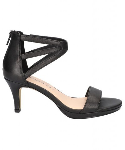 Women's Everly Heeled Sandals Black Leather $41.60 Shoes